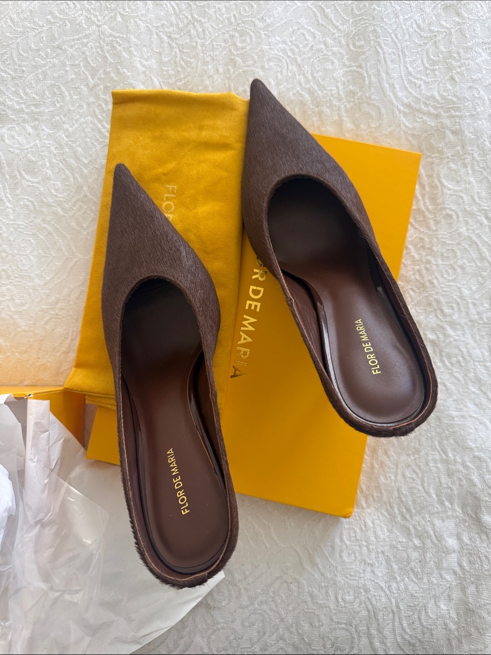 Flor de Maria Hailey Brown Pointed-Toe Mules